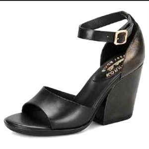 Kork-Ease Mimi Sandal Chunky Black Heels Size 9